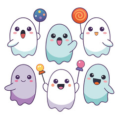 Obraz premium Funny cartoon monsters and birds character set illustration