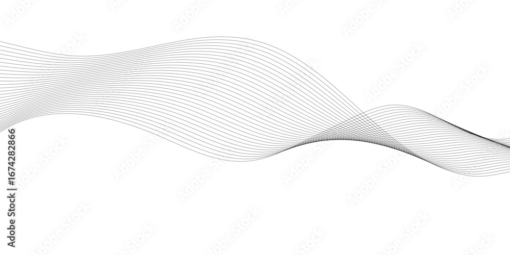 Aufkleber abstract grey wave lines on transparent background. technology, data science, geometric border patte