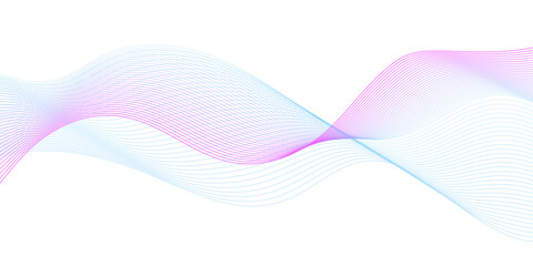Abstract light blue and light pink wave lines on transparent background. Technology, data science, geometric border pattern. Isolated on white background. Vector for banners and background.
