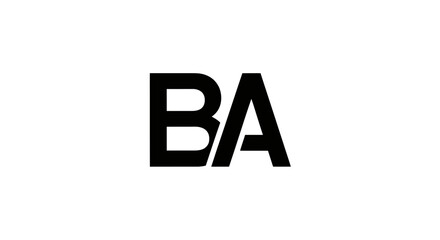 Bold initials BA logo design concept for modern brands and minimalist style with black letters on