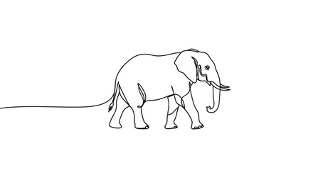 Obraz premium Elegant single line drawing capturing the majestic stride of an african elephant
