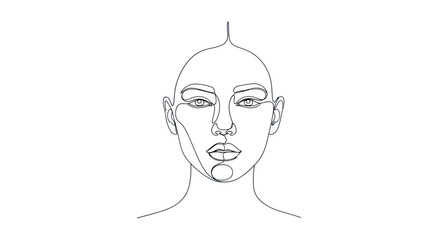 Elegant single line drawing illustrating an abstract female portrait with clean minimalist