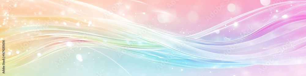 Poster pastel gradient background with flowing ribbons and bokeh effect for graphic design projects