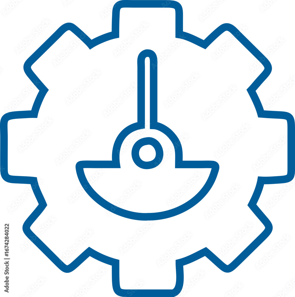 Poster setting gear cog icon in outline vector format used for system settings, tech preferences, and inter