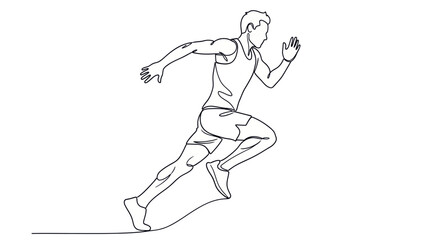 Dynamic continuous line art depicting a runner sprinting forward with unwavering determination