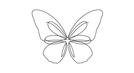 Minimalist depiction of a butterfly with continuous line drawing in simplistic style