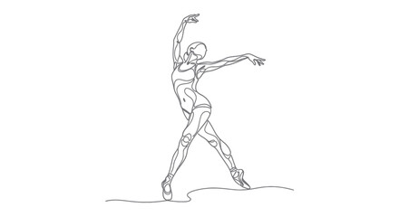 Elegant minimalistic line art illustration of a ballet dancer in graceful posture