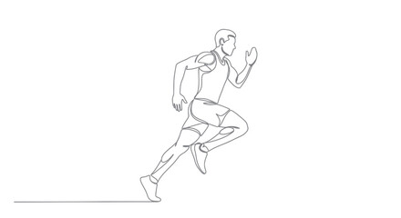 Dynamic single line drawing of a runner in motion showcasing speed and athleticism