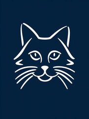 Fototapeta premium Cat Silhouette Icon: A minimalist design featuring a refined cat silhouette against a rich, dark backdrop, embodying simplicity, charm, and the timeless appeal of feline elegance.