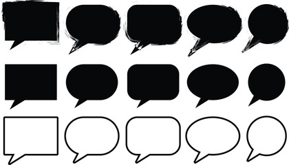 Black and White Speech Bubble Vector Set for Comic Style Design
