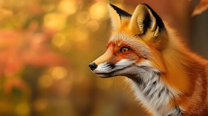 Obraz premium Majestic Red Fox Profile Autumnal Background Wildlife Portrait