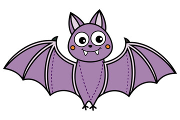 Cute Purple Cartoon Bat Vector Illustration