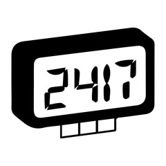 Minimalist Typography Design Poster with Digital Style Numbers '24:7' in Bold Black Letters