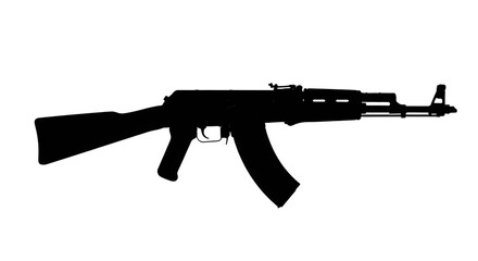 AK-47 Silhouette Black and White Illustration