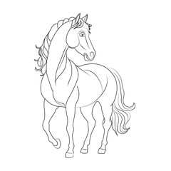 Horse line art vector design. Horse outline illustration design.