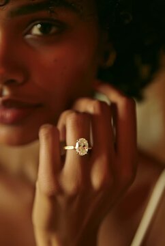 Elegant African-American Woman Showing Engagement Ring &ndash; Fashion Portrait