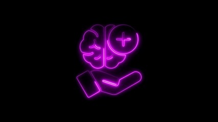 Neon glow illustration showing mental health brain care and positive thoughts concept
