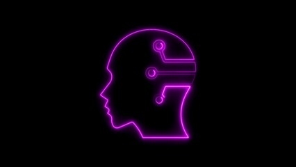 Neon purple futuristic brain concept illustrating artificial intelligence and technology