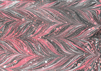 Real hand drawn red marbling pattern