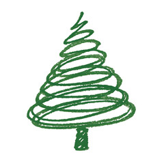Abstract Green Christmas Tree Swirls Isolated on White Background hand drawn isolated on a transparent background