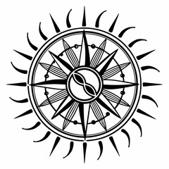 Fototapeta premium Compass star sun design with vintage style
