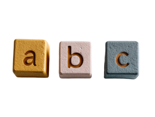 Three colorful letter blocks