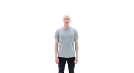 Albino Model in Studio Standing Portrait