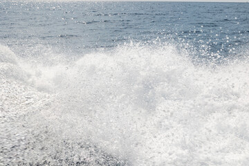 Water splashing from speeding boat France Corsica Sagone 19 June 2025