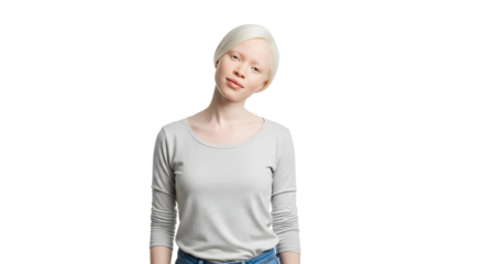 Albino Woman Portrait with Color Background