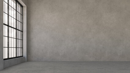 Empty interior room. Concrete walls. 3d Render	