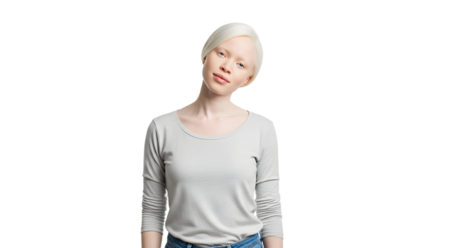 Albino Woman Portrait with Color Background