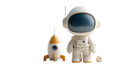 Cute astronaut and rocket