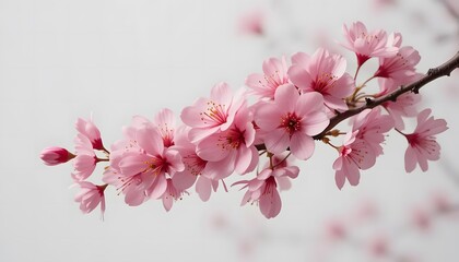 Fototapeta premium Pink and Red Cherry Blossom Branch Isolated on White Background – Spring Flowers