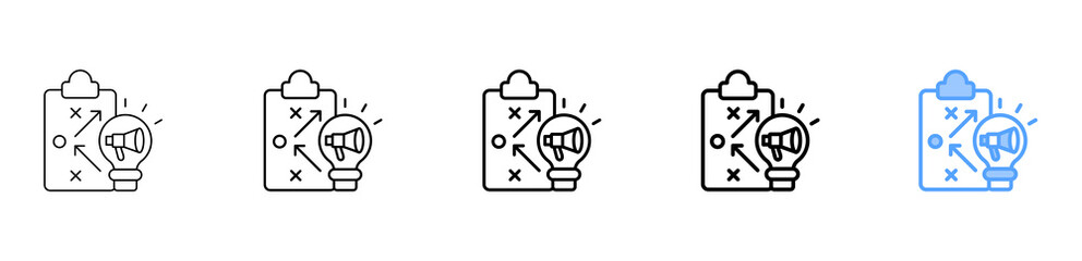 Marketing Plan Icon Different Style Outline Collection Set 