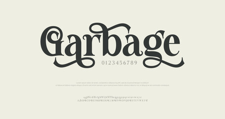 Garbage minimal luxury font alphabet logo. Typography beauty fashion elegant minimalist serif italic fonts decorative wedding vintage retro logos. vector illustration

