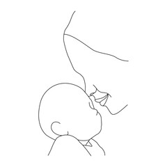 Mother and Child love line art vector design. Mother and Child love outline illustration design.	

