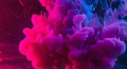 Obraz premium Dynamic abstract background of flowing colorful paint in water, vibrant pink, purple and blue, with light trails, perfect for festival or music theme