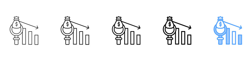Recession Analysis Icon Different Style Outline Collection Set 