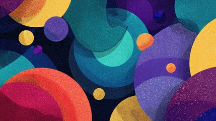 Abstract design with overlapping circles and textured colors