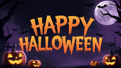 Spooky HAPPY HALLOWEEN text effect for party invitations and festive holiday graphics.