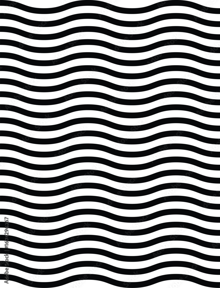 Poster abstract black and white wavy lines pattern creates visual depth and texture