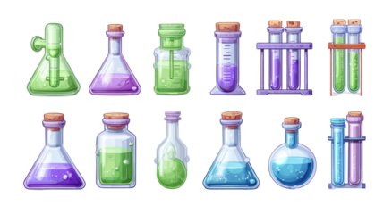 Cartoon Collection of Laboratory Glassware