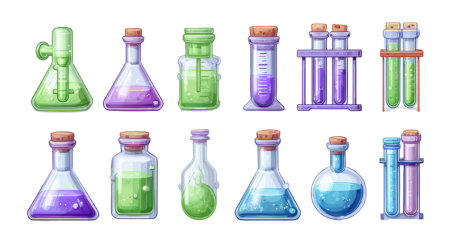 Cartoon Collection of Laboratory Glassware