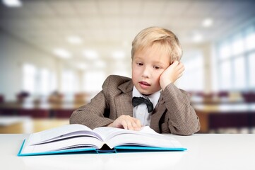 Bored school child student tired of learning