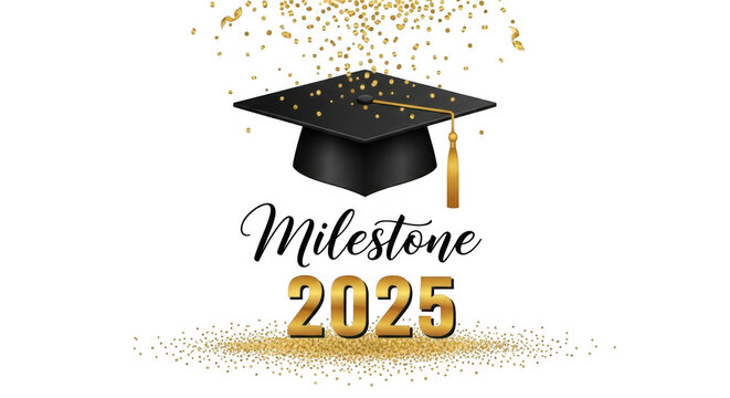 Announcing milestone 2025 graduation with elegance on a stylish black backdrop