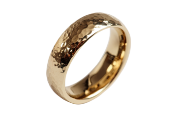 Gold hammered wedding band