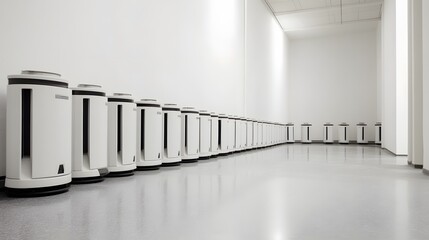 Obraz premium Modern White Cylindrical Air Purifiers in a Row