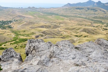 Mountain landscape. View of the valley and mountains in Crimea