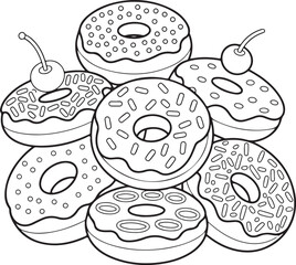  Each donut features distinct toppings like sprinkles