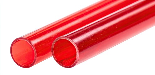 Two red plastic tubes